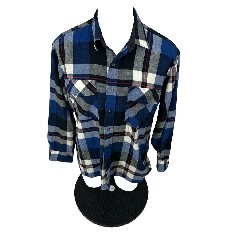 Back Packer Men Large 16-16.5 Plaid Button Up Long Sleeve Shirt Outdoor B27v